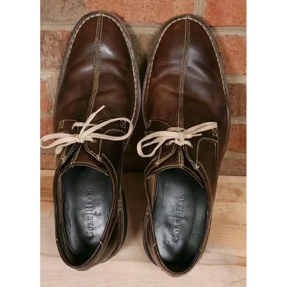 Cole Haan NikeAir Shoes Brown Leather Split Toe Oxford C10102 Mens Size 10.5M